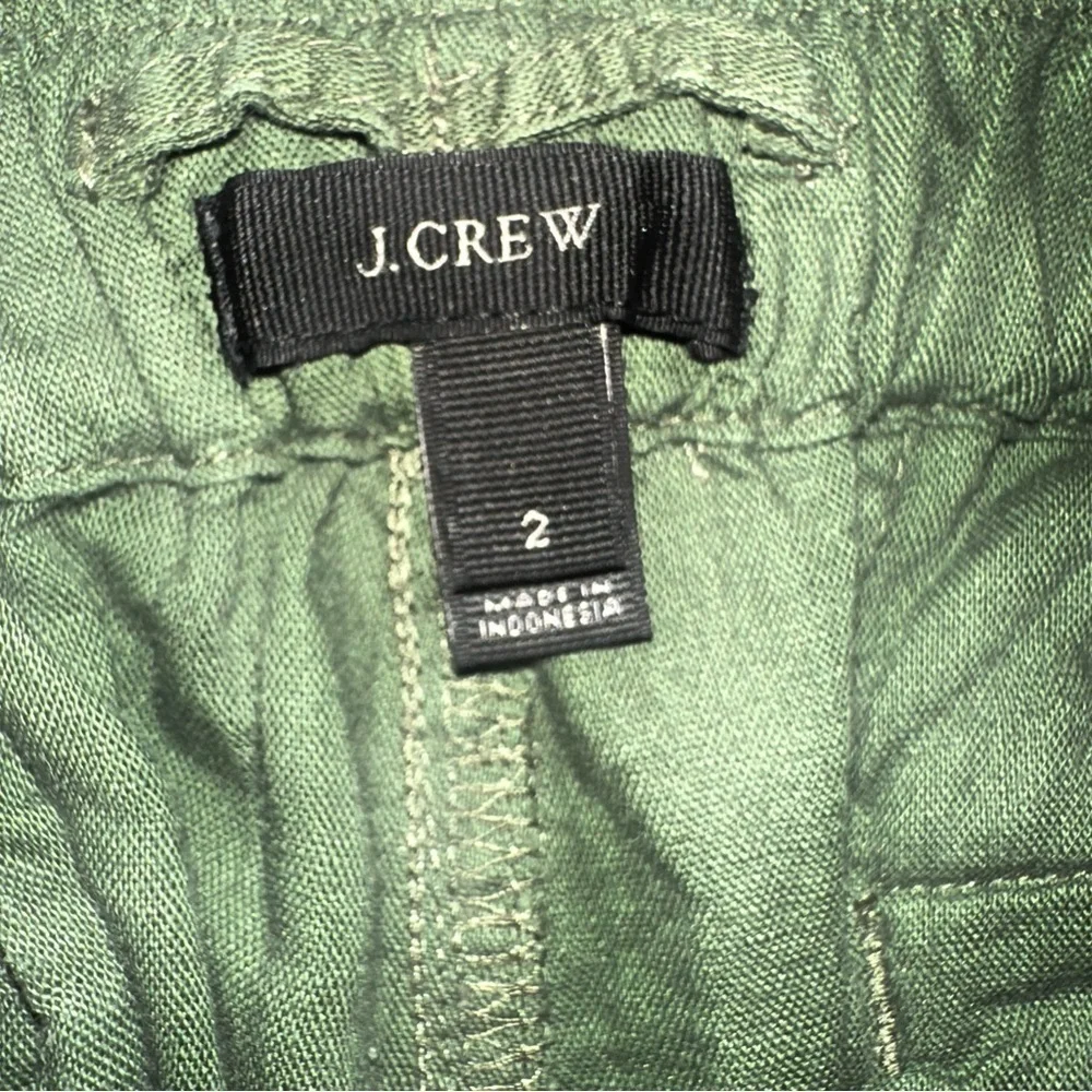 J. Crew Linen Blend Green Cargo Pants for Women Size 2